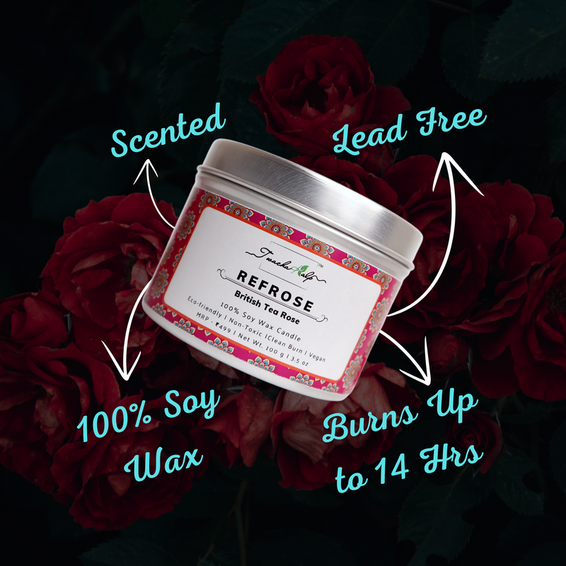 TWACHAKALP Refrose Luxury Scented Soy Wax Tin Candle with Wooden Wick | Burns Upto 14 Hours … 